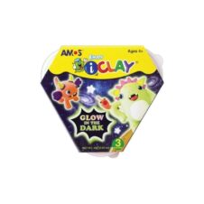 Plastilină Amos iClay, 18 g, roz fosforescent, verde fosforescent, portocaliu fosforescent, set 3 culori