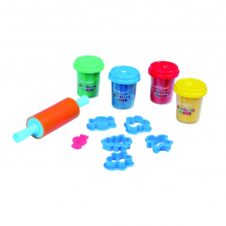 Plastilină Keyroad Dough, 4 × 65 g, 5 șabloane, 1 sucitor, set 4 culori
