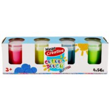 Plastilină Mega Creative Colour Dough Glitter, 4 × 56 g, roz, bleu, galben, verde, set 4 culori