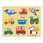 Puzzle cu buton Vehicule, Moulin Roty