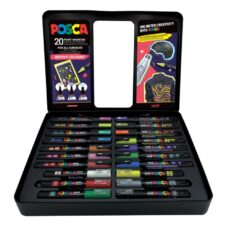 Set de 20 de markere UNI Posca Groovy Colours, în cutie metalică