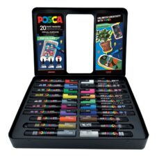 Set de 20 de markere UNI Posca POP Colours, în cutie metalică