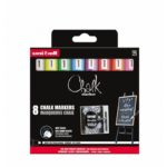 Set de 8 markere cu cretă lichidă UNI Chalk, 8 culori