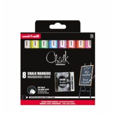 Set de 8 markere cu cretă lichidă UNI Chalk, 8 culori