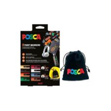 Set de 8 markere UNI Posca, vârfuri mixte, cu săculeț textil