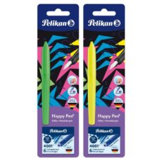 Stilou Pelikan Happy Pen, vârf M, alimentare rezerve, corp plastic, +6 rezerve